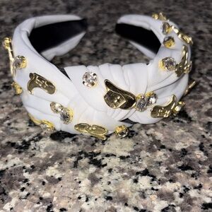 Elegant White and Gold Embellished Headband
